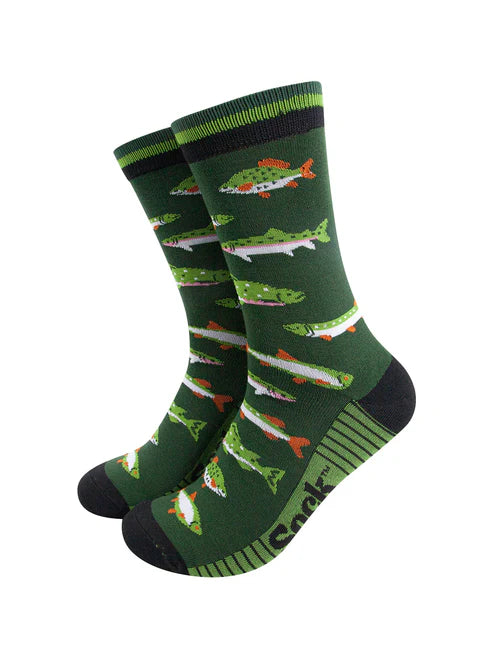 Sock Talk Men's River Fishing Bamboo Socks in Green