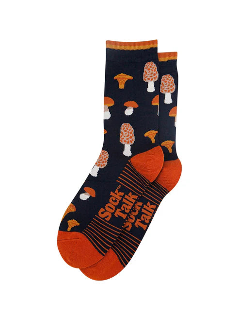 Sock Talk Men's Mushroom Foraging Bamboo Socks in Navy Blue