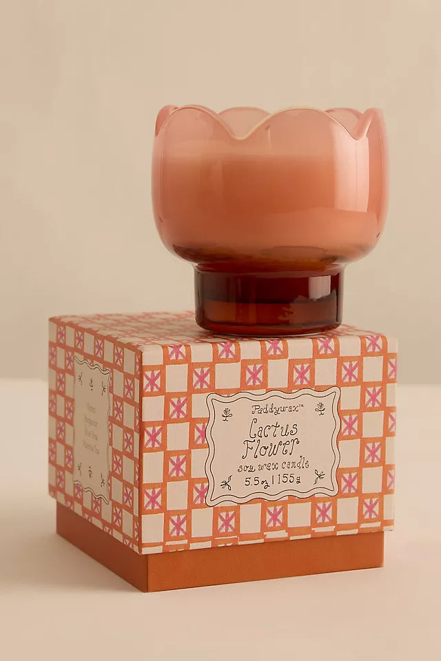 Paddywax Tulip Cactus Flower Glass Candle