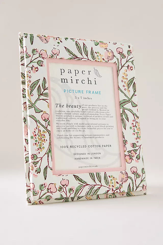Paper Mirchi - Block-Printed Photo Frame (Pink)