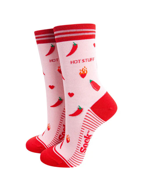 Sock Talk - Hot Stuff Chilli Pepper Bamboo Socks in Pink