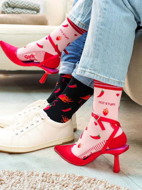 Sock Talk - Hot Stuff Chilli Pepper Bamboo Socks in Pink