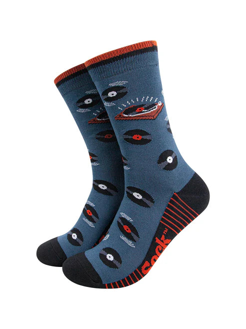 Sock Talk Men's Vinyl Records Bamboo Socks in Teal