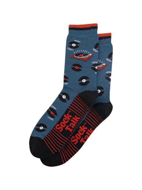 Sock Talk Men's Vinyl Records Bamboo Socks in Teal