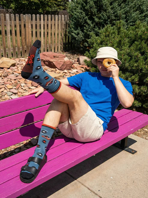 Sock Talk Men's Vinyl Records Bamboo Socks in Teal