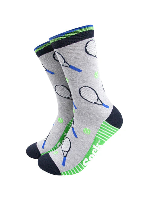 Sock Talk Men's Tennis Bamboo Socks in Light Grey