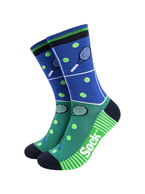 Sock Talk Men's Tennis Court Bamboo Socks in Blue/Green