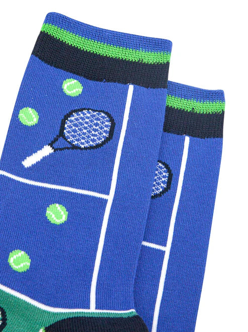 Sock Talk Men's Tennis Court Bamboo Socks in Blue/Green