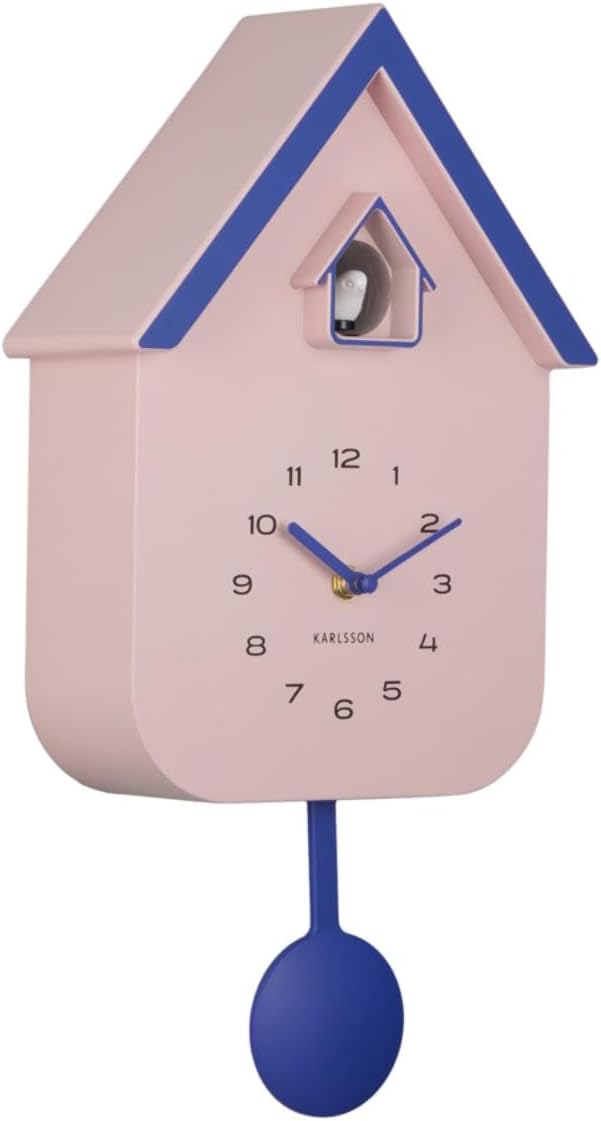 Karlsson Wall - Clock Dupla Color Cuckoo (Soft pink w. cobalt blue)