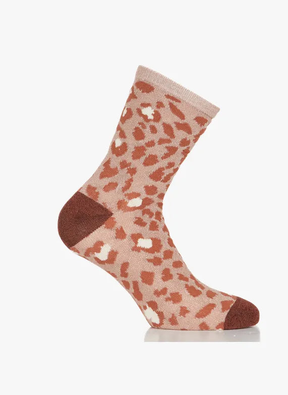 Pieces Lurex Leopard Print Socks - Set of 2