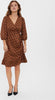 Vero Moda Polka Dot 3/4 Short Dress - Brown