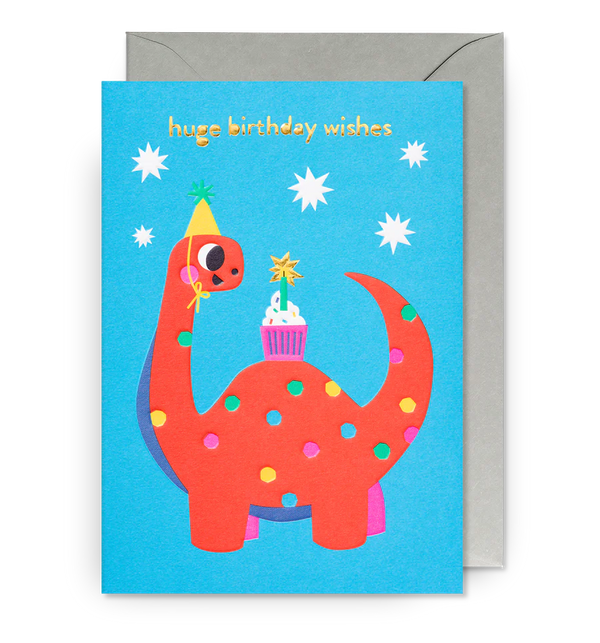 Huge Birthday Wishes Dinosaur Card