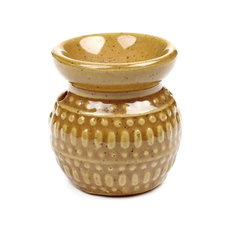 Eden Small Dotty Embossed Oil Burner - Mustard colour Wax Melt