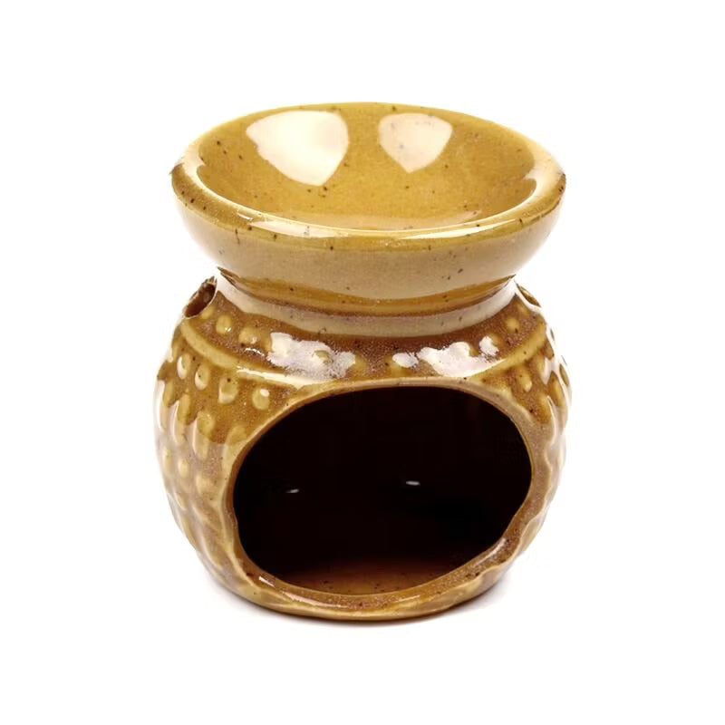 Eden Small Dotty Embossed Oil Burner - Mustard colour Wax Melt