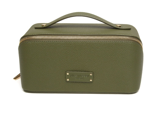 Alice Wheeler -  Kensington Train Case - Stone / Black / Olive