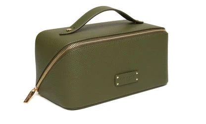 Alice Wheeler -  Kensington Train Case - Stone / Black / Olive
