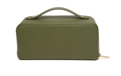 Alice Wheeler -  Kensington Train Case - Stone / Black / Olive