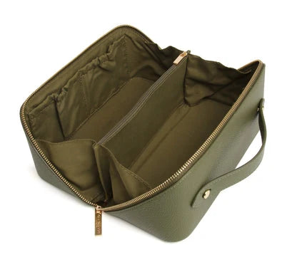 Alice Wheeler -  Kensington Train Case - Stone / Black / Olive