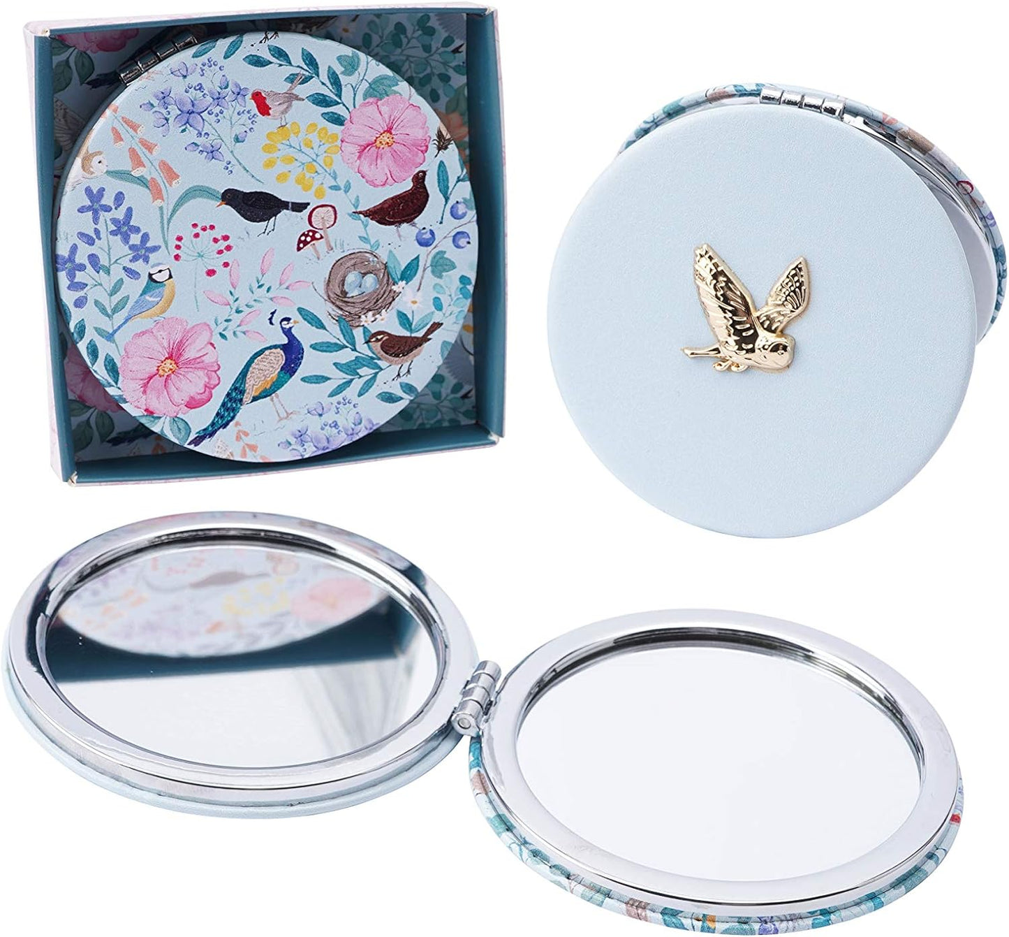 British Birds Blue Tit Compact Mirror - Blue