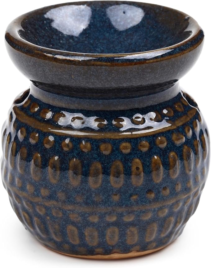Eden Small Dotty Embossed Oil Burner - Dark blue Wax Melt