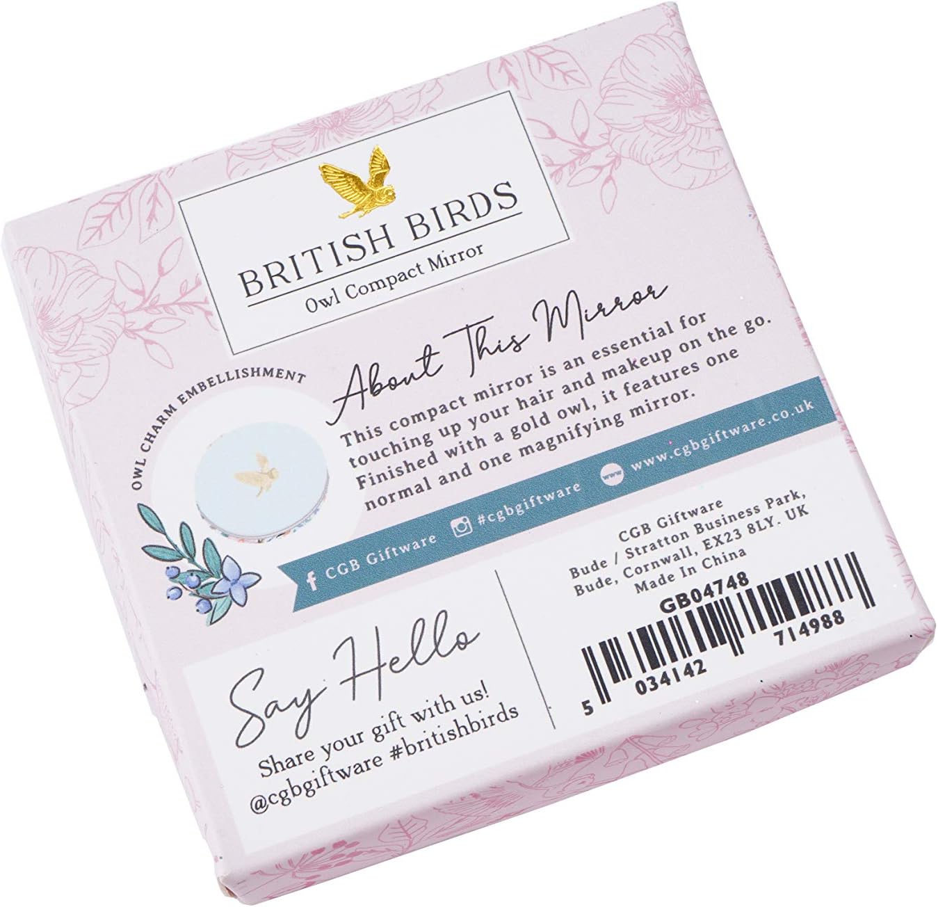 British Birds Blue Tit Compact Mirror - Blue