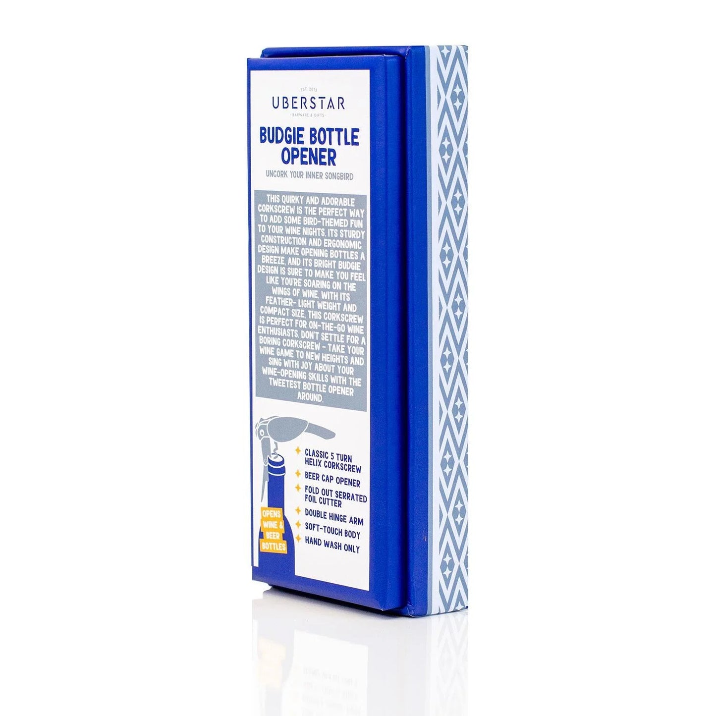 UBERSTAR - Budgie Bottle Opener - Blue