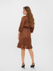 Vero Moda Polka Dot 3/4 Short Dress - Brown