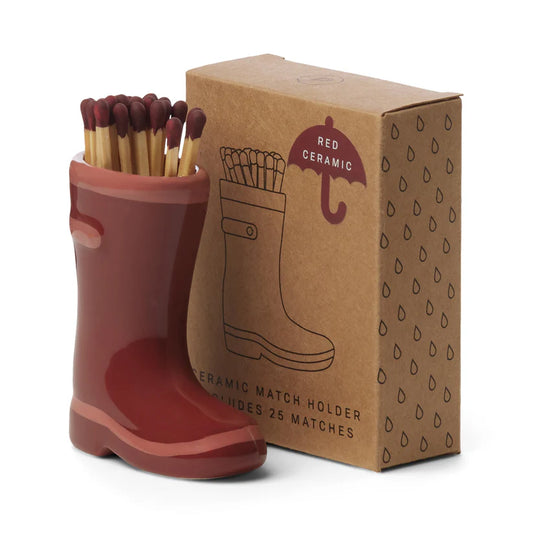 Wellington Boot Match Holder With 25 Matches - Red