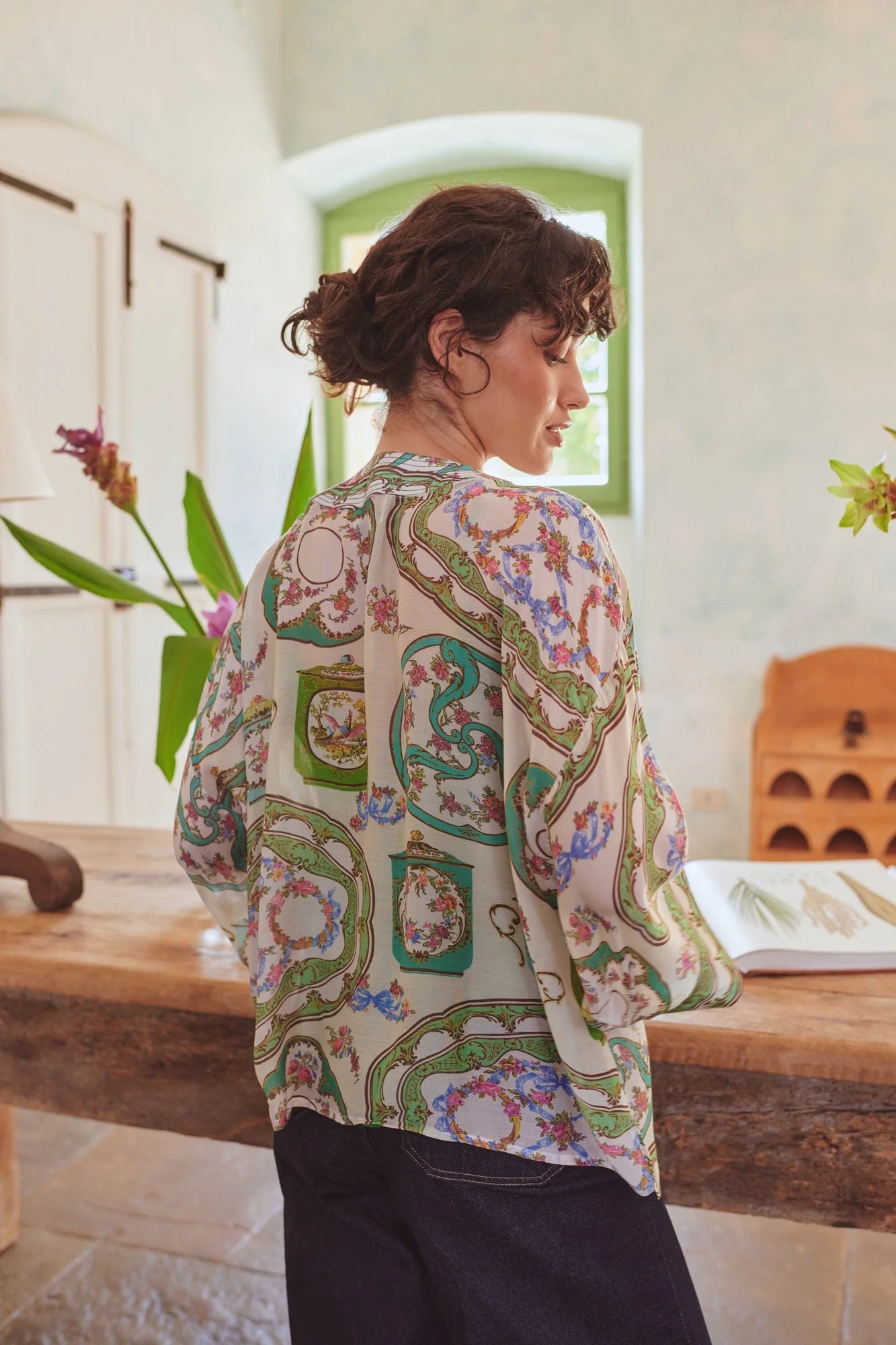 Afternoon Tea Green Kimono - One Hundred Stars