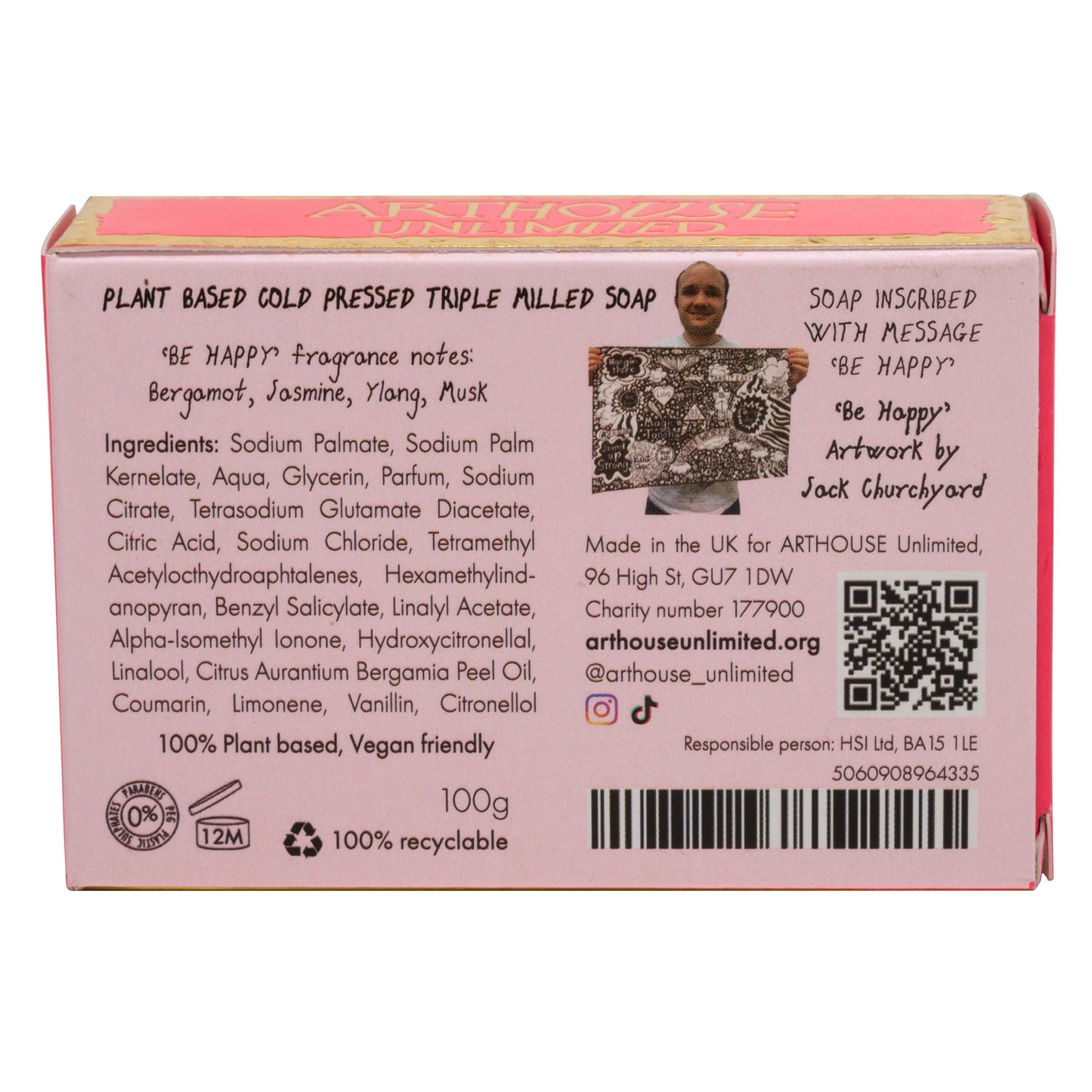Arthouse Unlimited Triple Milled Plant Soap -  Be Happy
