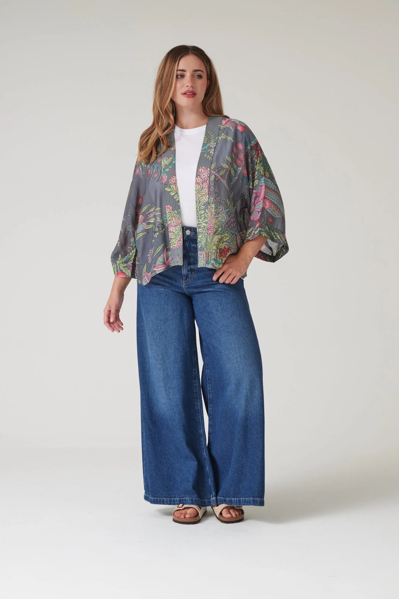 One Hundred Stars - Boho Garden Grey Kimono