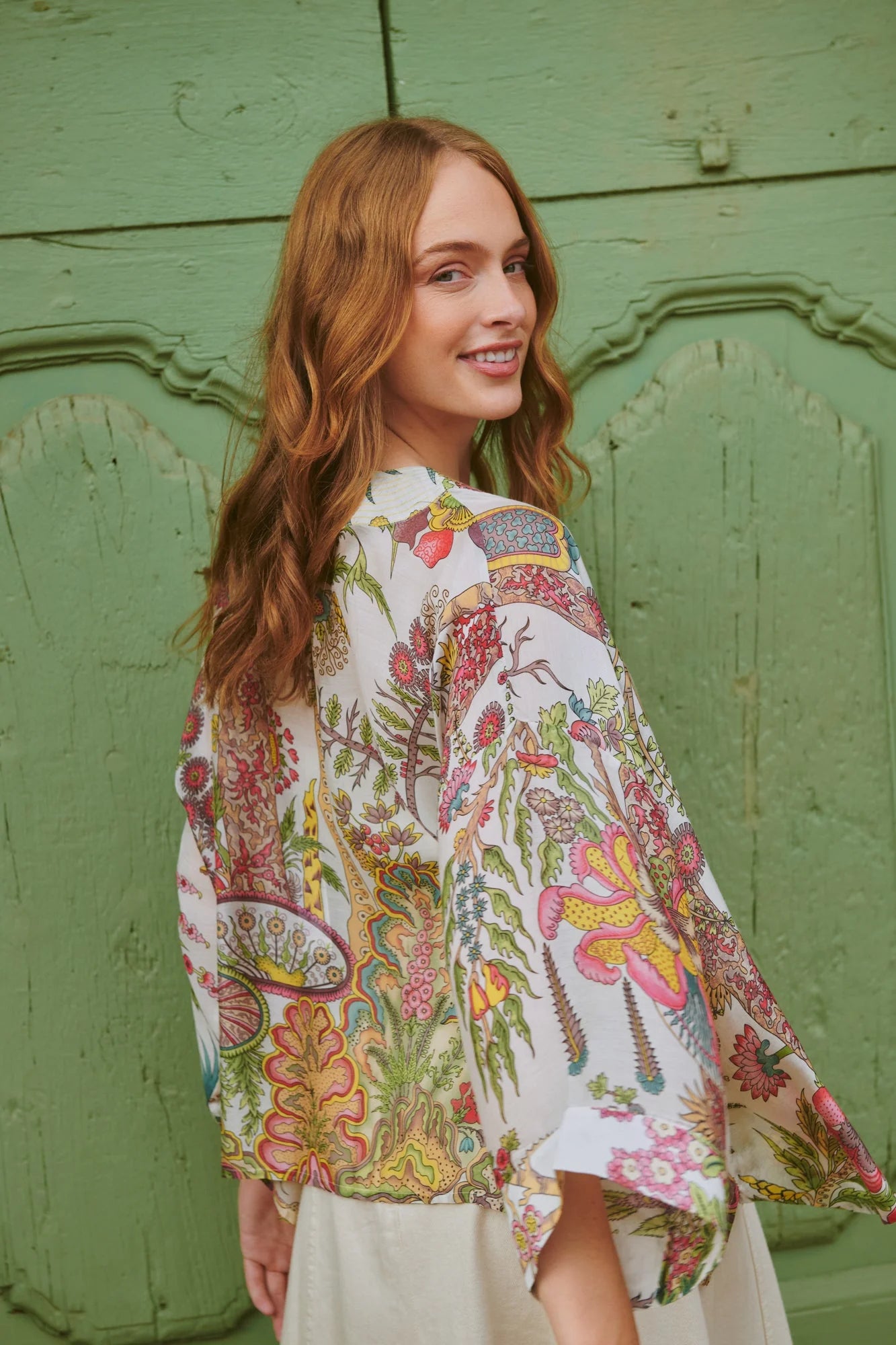 One Hundred Stars-Boho Garden Ecru Kimono