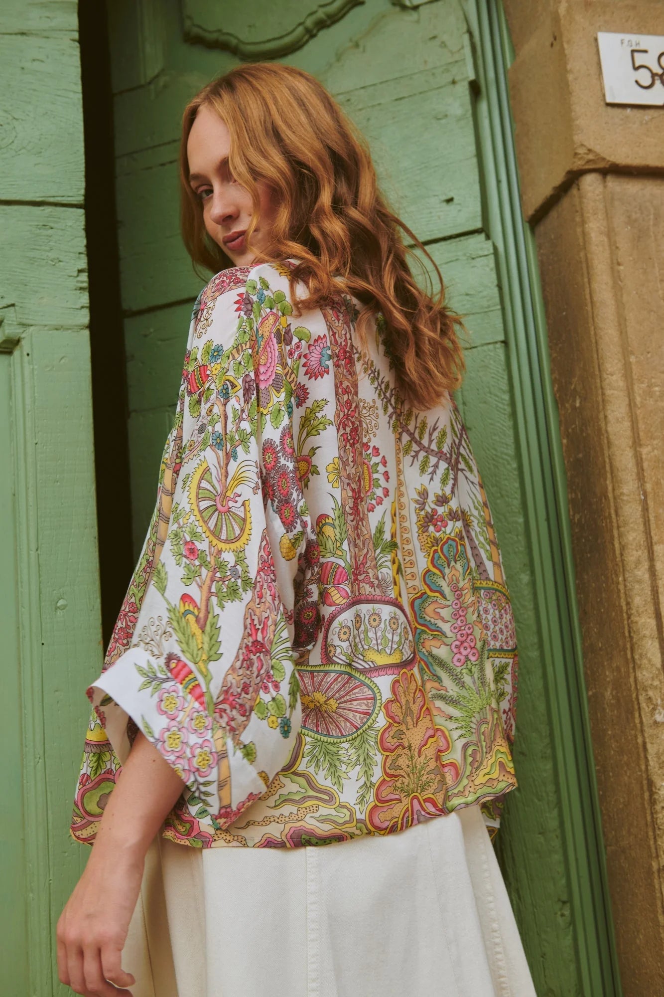 One Hundred Stars-Boho Garden Ecru Kimono