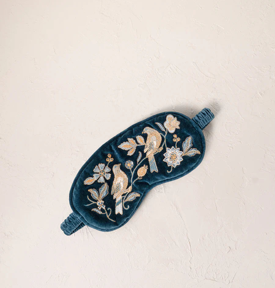 Elizabeth Scarlett Botanical Birds Eye Mask - Ink Blue