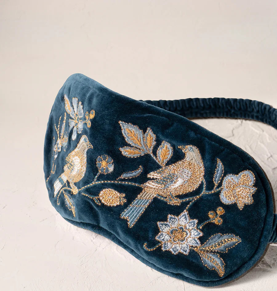Elizabeth Scarlett Botanical Birds Eye Mask - Ink Blue