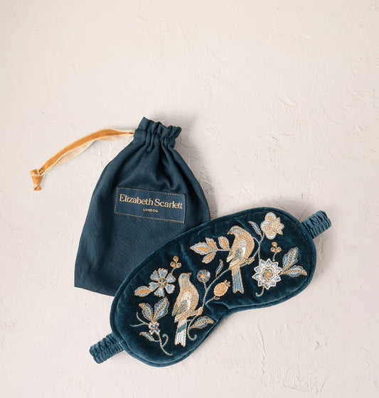 Elizabeth Scarlett Botanical Birds Eye Mask - Ink Blue