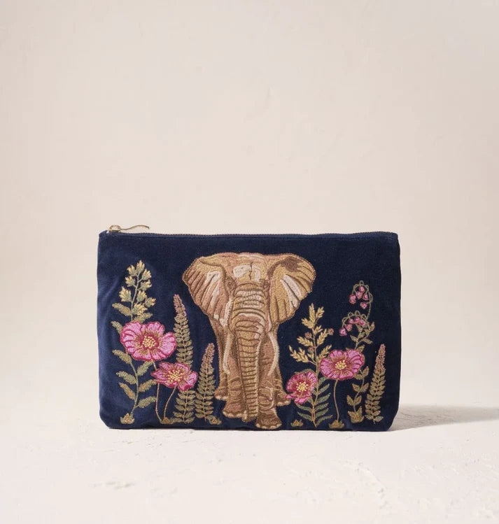 Elizabeth Scarlett - Botanical Elephant Velvet Everyday Pouch