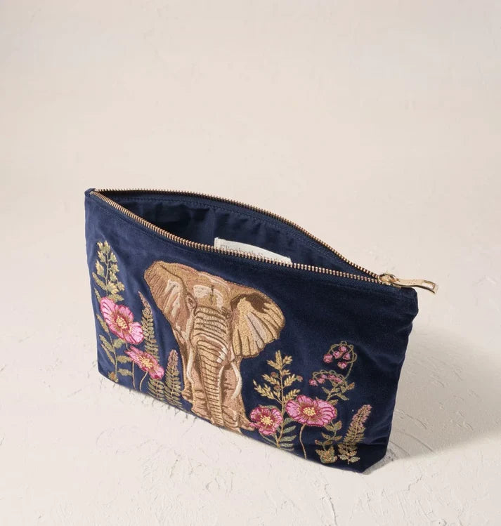 Elizabeth Scarlett - Botanical Elephant Velvet Everyday Pouch