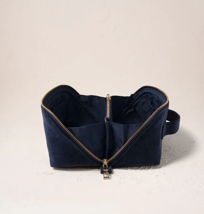 Elizabeth Scarlett - Botanical Elephant Velvet Open Flat Makeup Bag