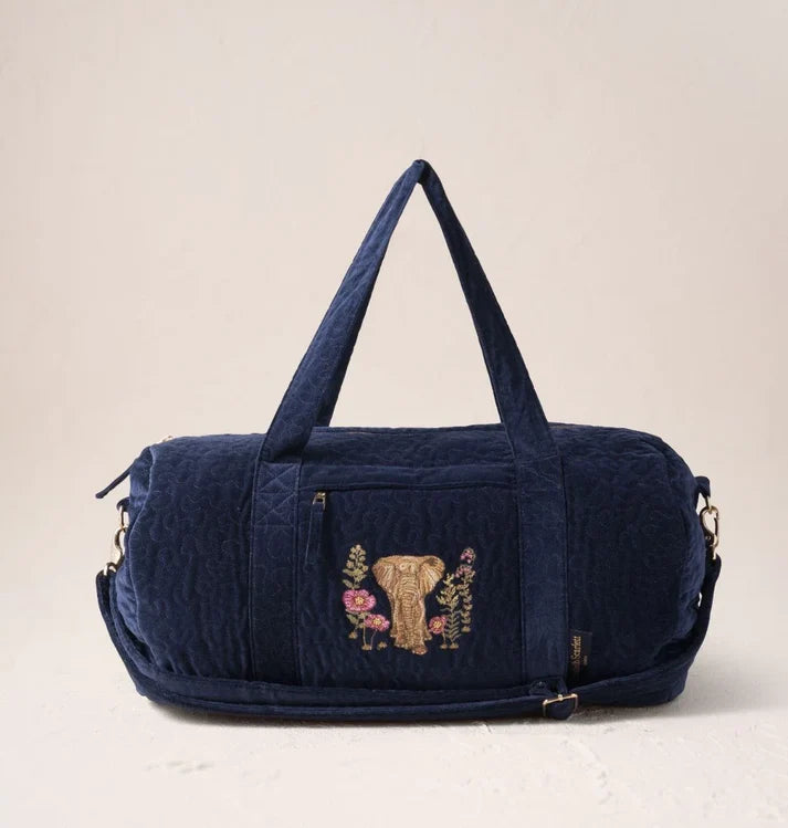 Elizabeth Scarlett - Botanical Elephant Velvet Overnight Bag