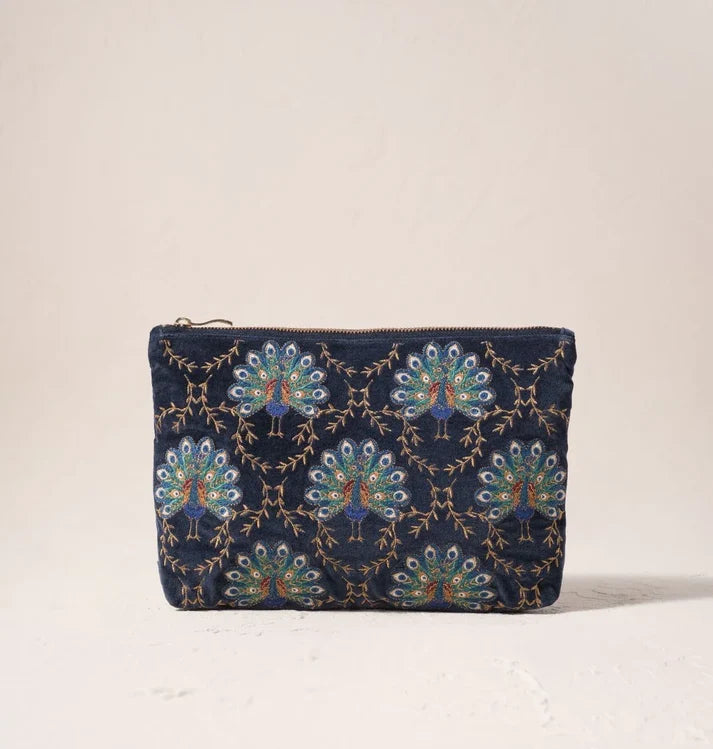 Elizabeth Scarlett - Botanical Peacock Velvet Everyday Pouch