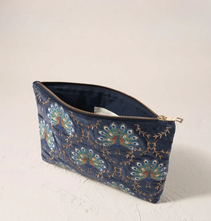 Elizabeth Scarlett - Botanical Peacock Velvet Everyday Pouch