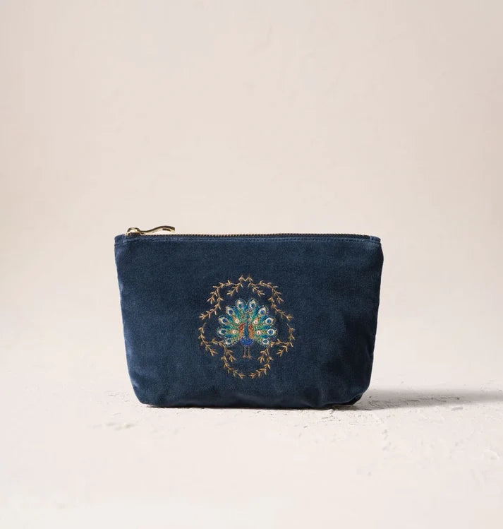 Elizabeth Scarlett - Botanical Peacock Velvet Mini Pouch