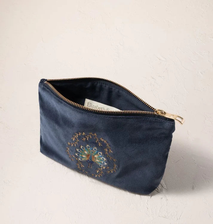 Elizabeth Scarlett - Botanical Peacock Velvet Mini Pouch