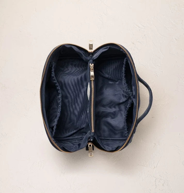 Elizabeth Scarlett - Botanical Peacock Velvet Open Flat Makeup Bag