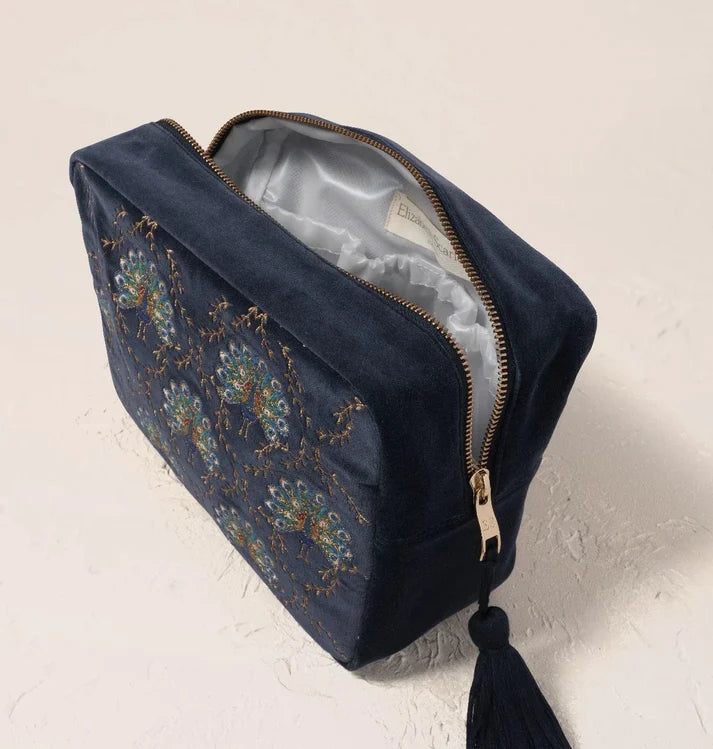 Elizabeth Scarlett - Botanical Peacock Velvet Wash Bag