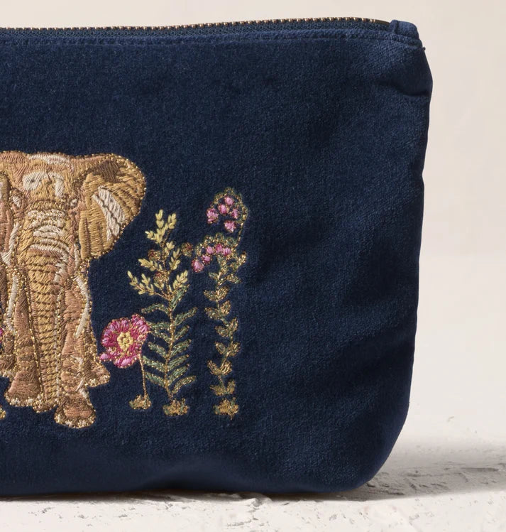 Elizabeth Scarlett - Botanical Elephant Velvet Everyday Pouch