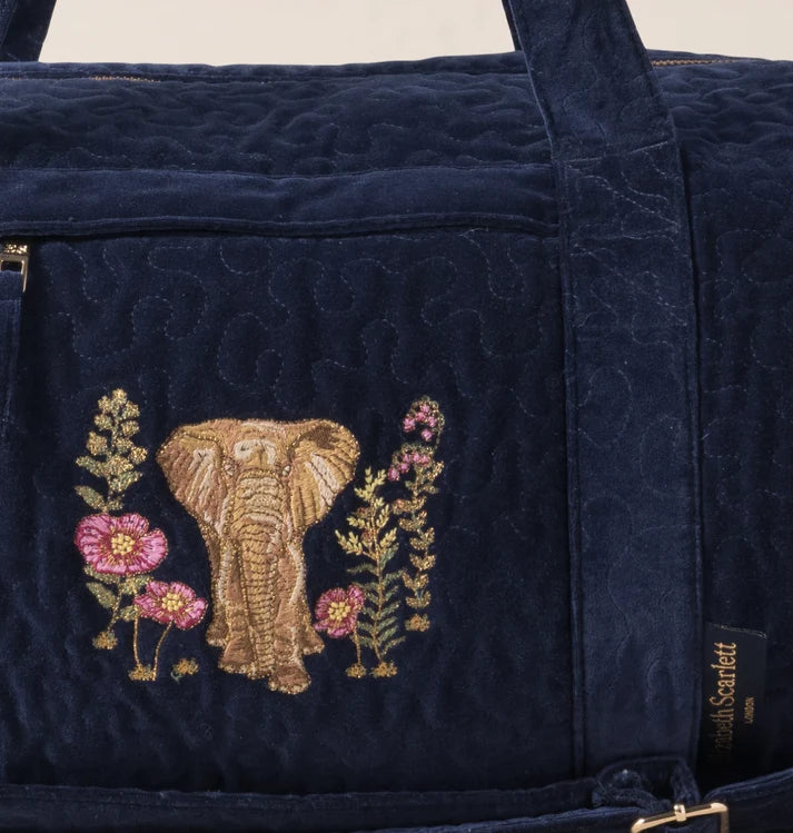 Elizabeth Scarlett - Botanical Elephant Velvet Overnight Bag