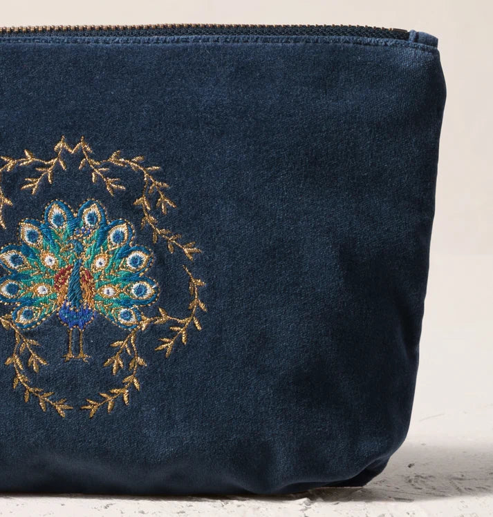 Elizabeth Scarlett - Botanical Peacock Velvet Mini Pouch