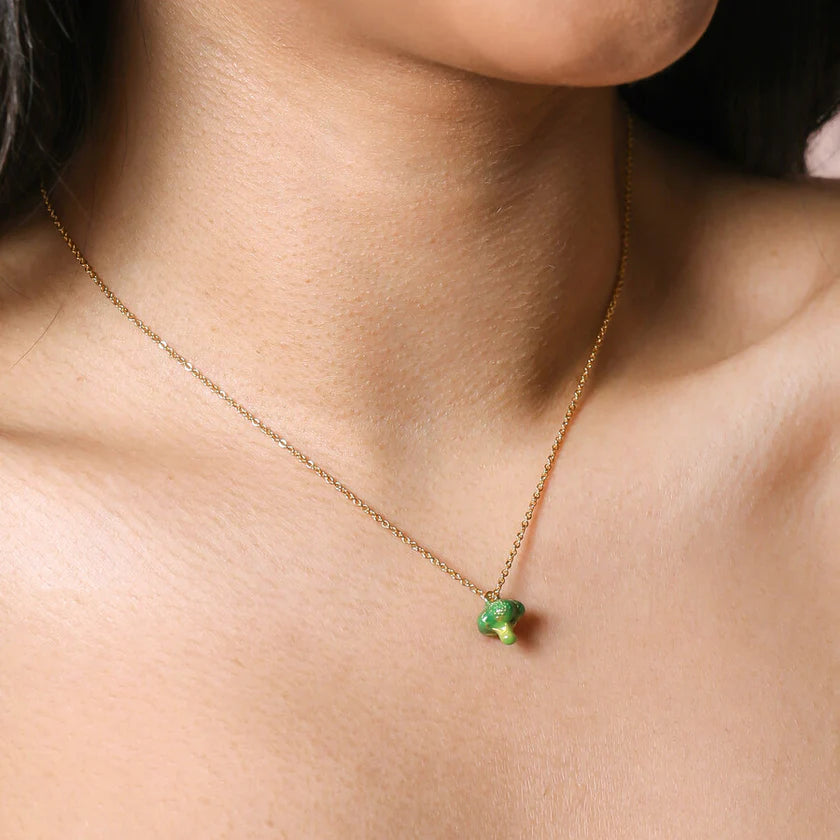 Lisa Angel Broccoli Pendant Necklace in Gold